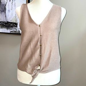 Madewell Sleeveless Textured Buttondown Tie Sand Tank XS